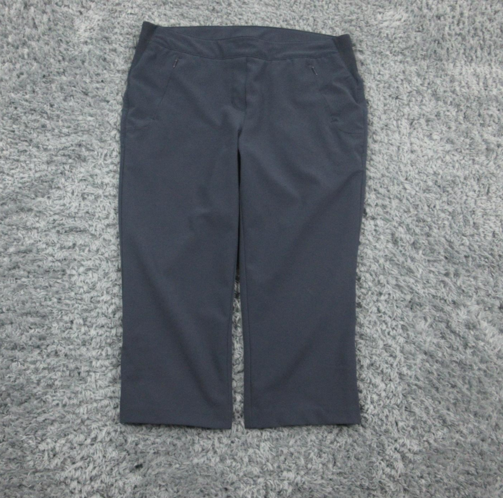 Nivo Pants Womens 6 Navy Blue Stretch Pull On Golf Cropped Pockets 32x18.5*